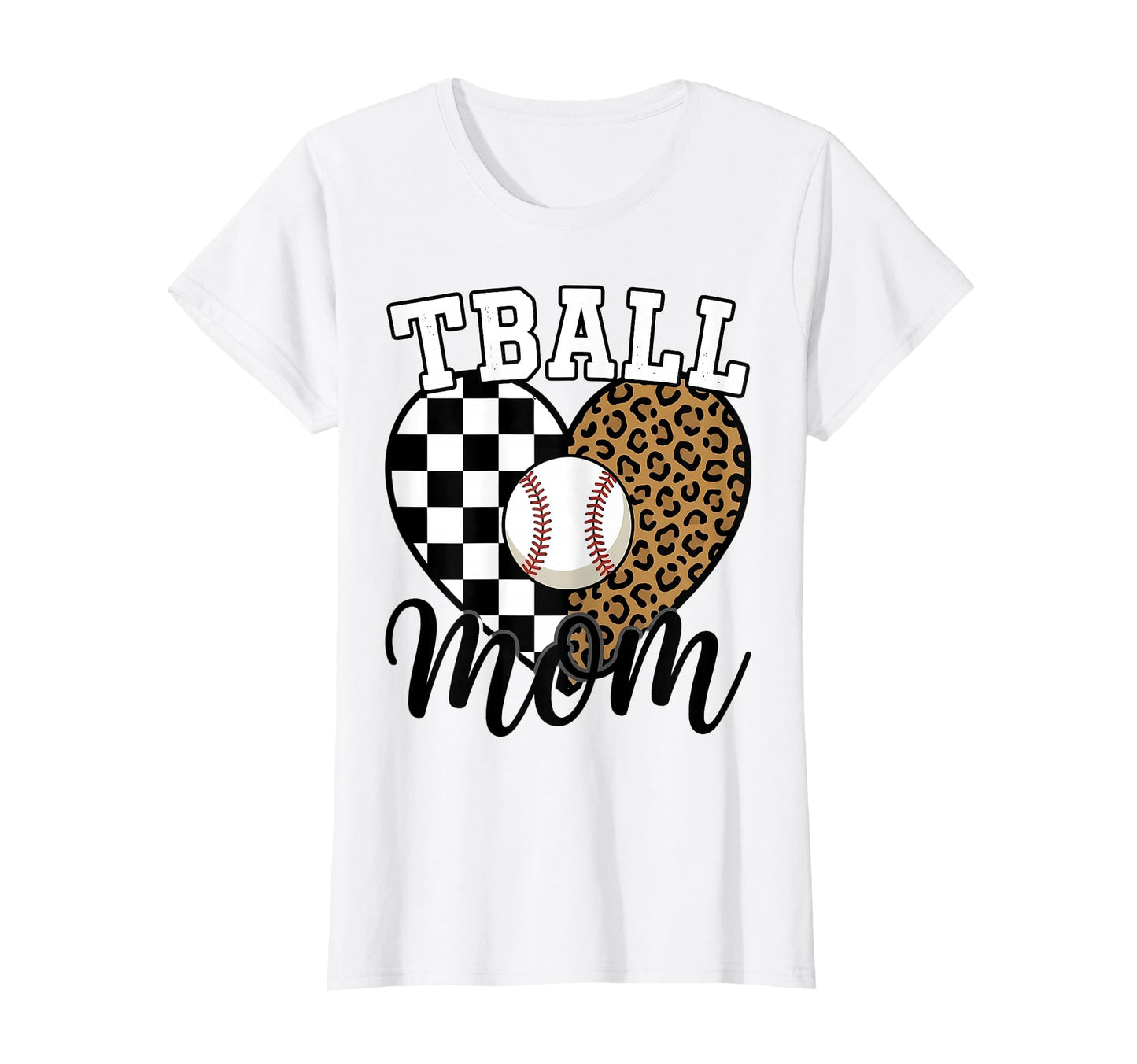 Tball Mom Leopard Cheetah Checkerboard T-Shirt - Unique Graphic for Adults - T-Shirt, Sweatshirt, Hoodie