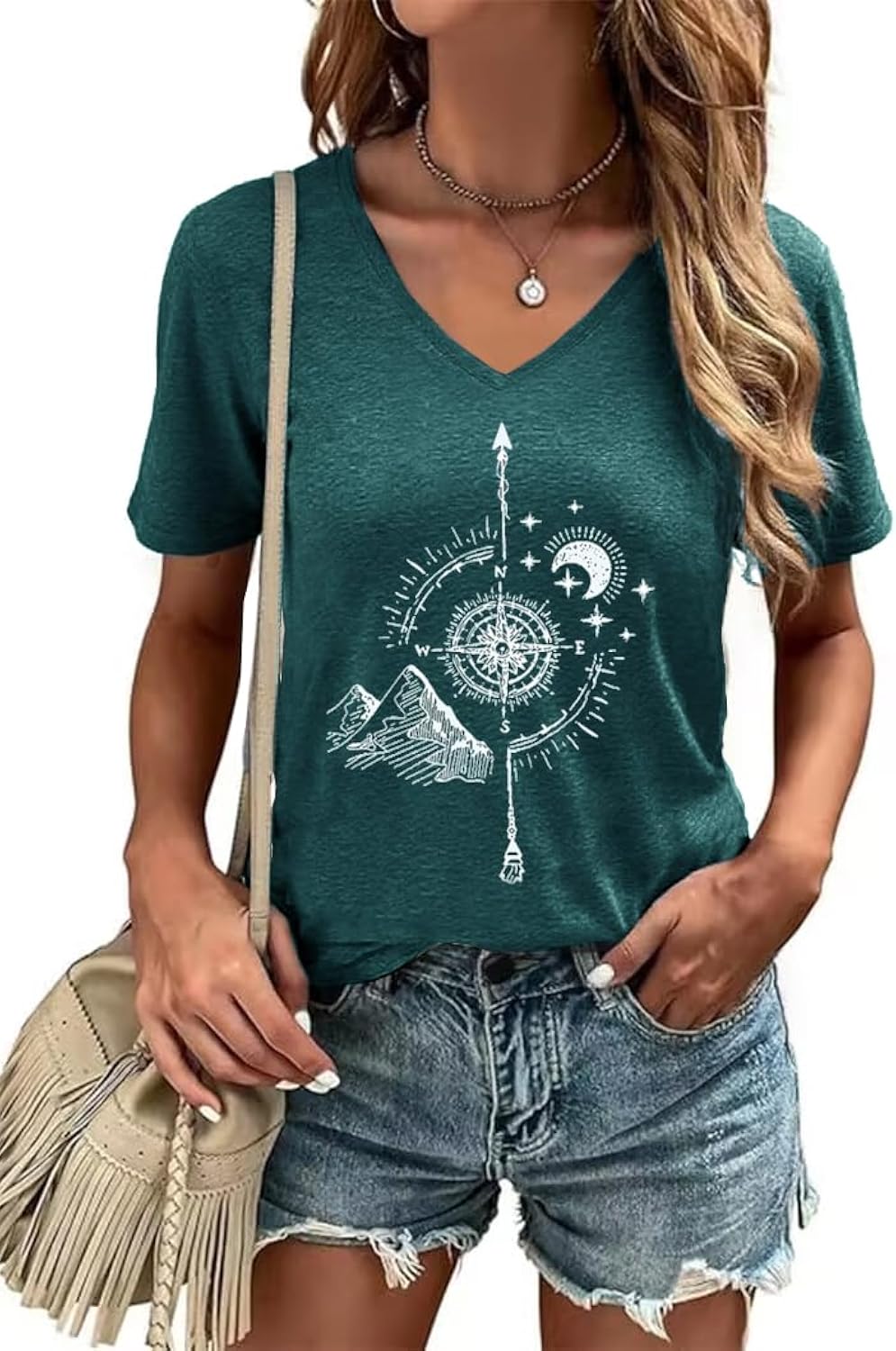 Women's V-Neck Graphic Vintage Boho Flowers Summer - Adult & Kids T-Shirts, Sweatshirts & Hoodies apparel design preview 1