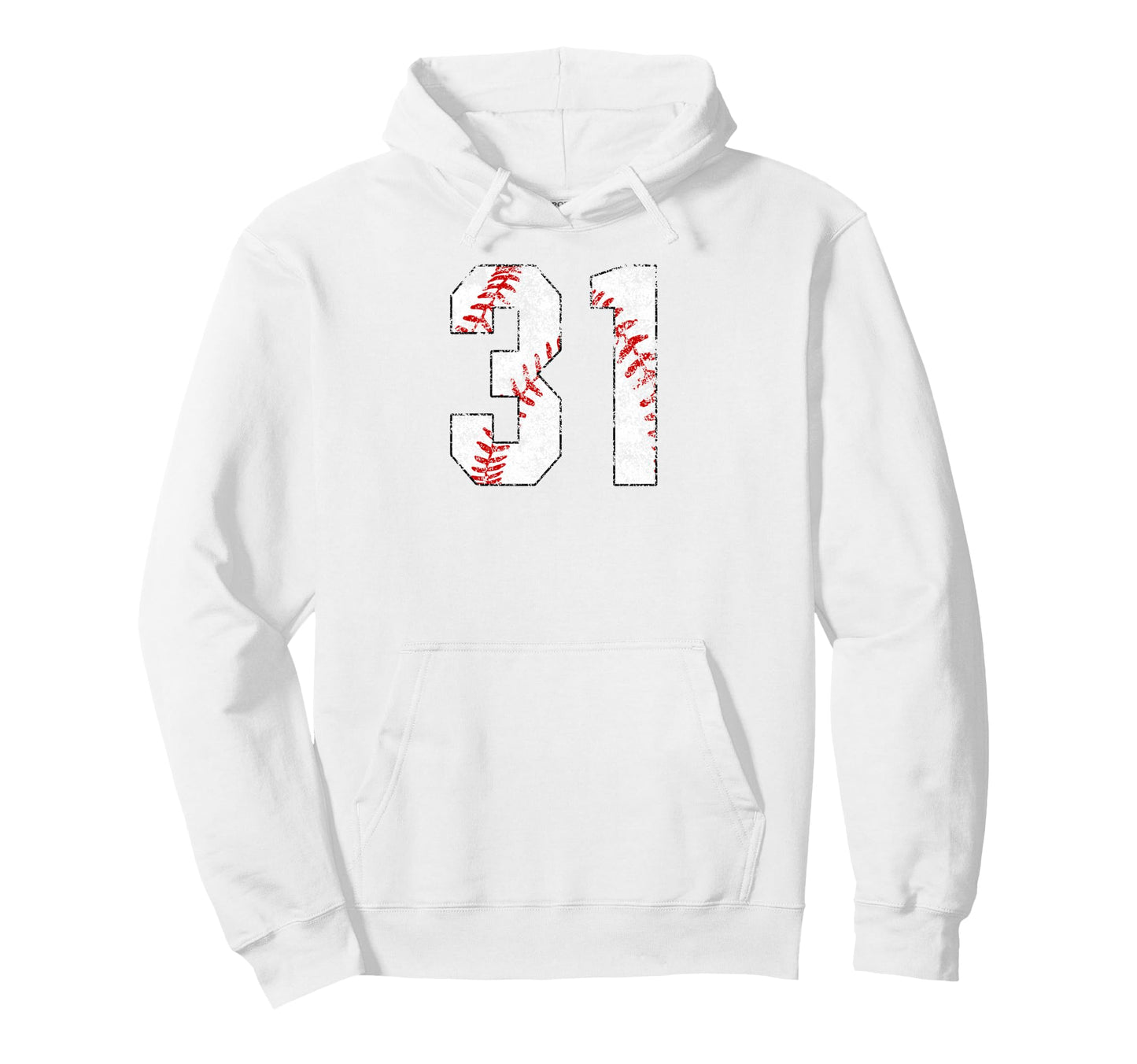 Distressed Baseball Number 31 Jersey Hoodie - Fun Novelty Design Unisex - T-Shirt, Sweatshirt, Hoodie