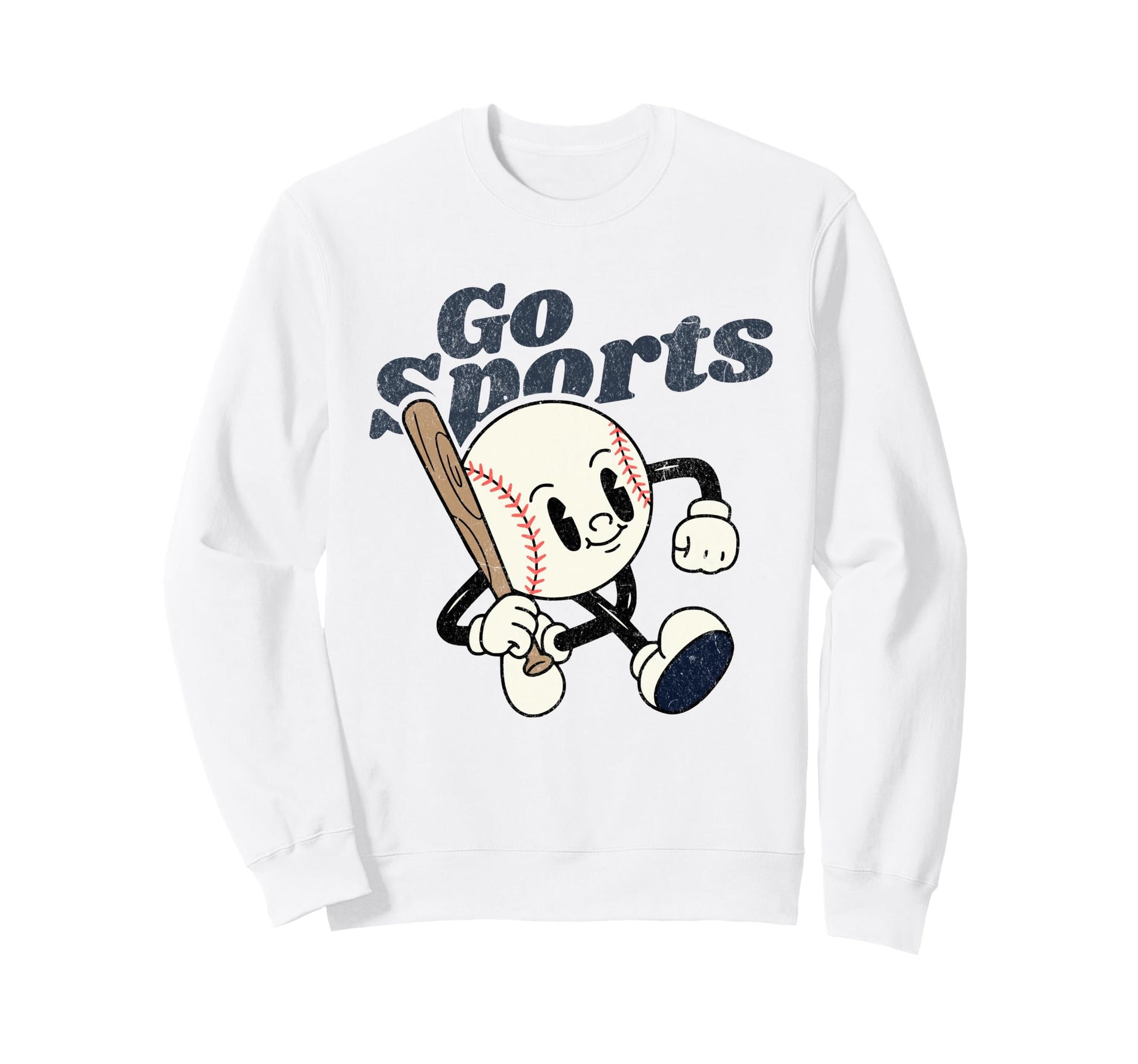 Baseball Cartoon Go Sports Funny Sweatshirt - Graphic Print Men Women - T-Shirt, Sweatshirt, Hoodie