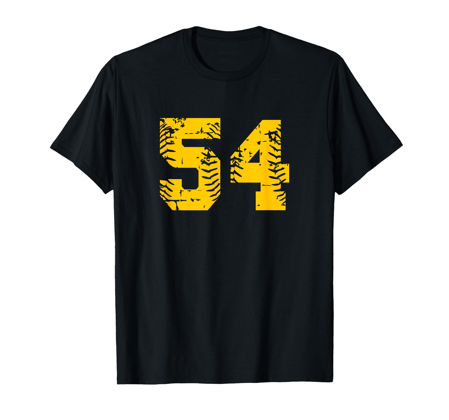 Baseball Softball Number 54 Yellow T-Shirt - Novelty Apparel Men Women - T-Shirt, Sweatshirt, Hoodie