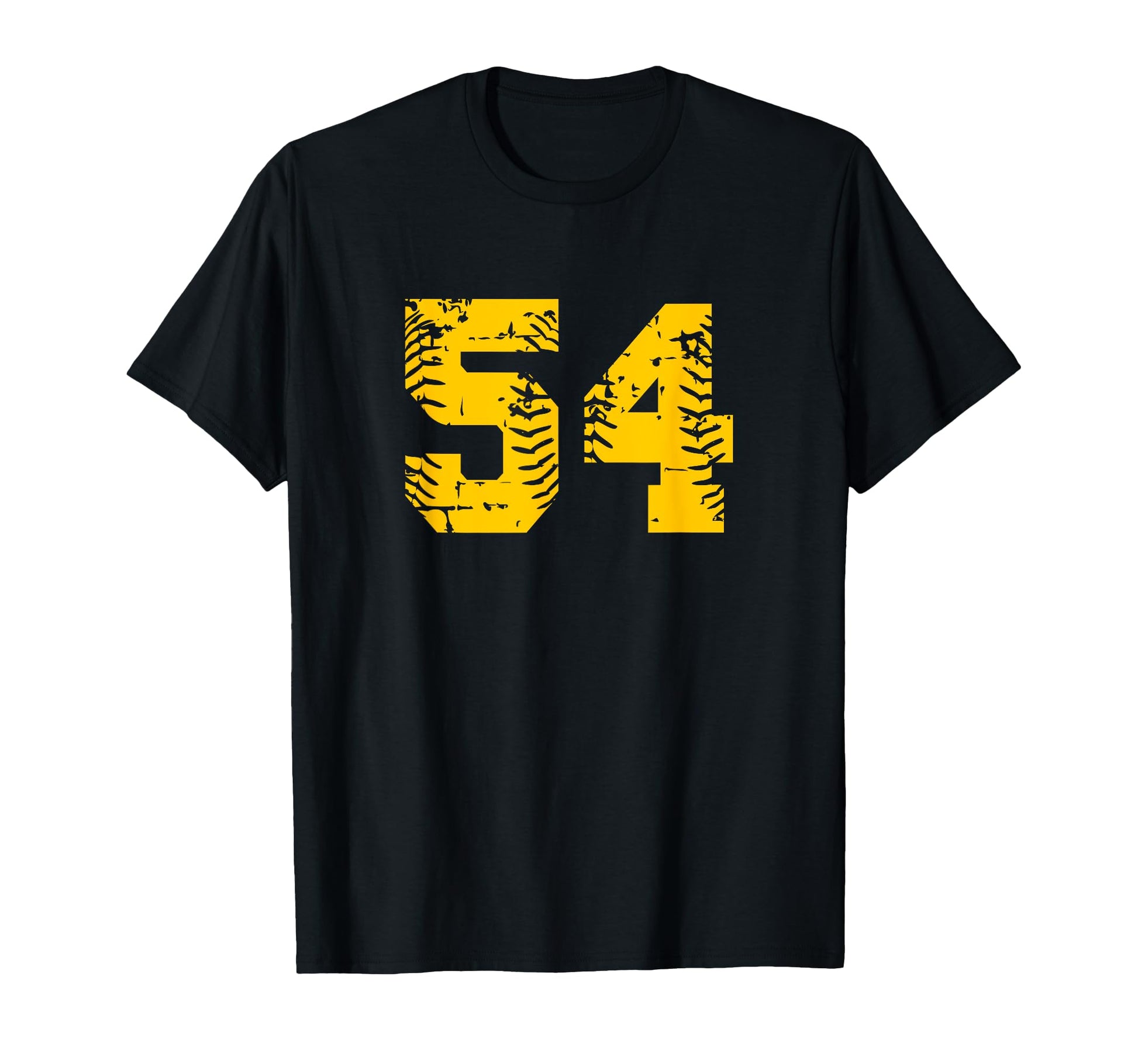 Baseball Softball Number 54 Yellow T-Shirt - Novelty Apparel Men Women - T-Shirt, Sweatshirt, Hoodie