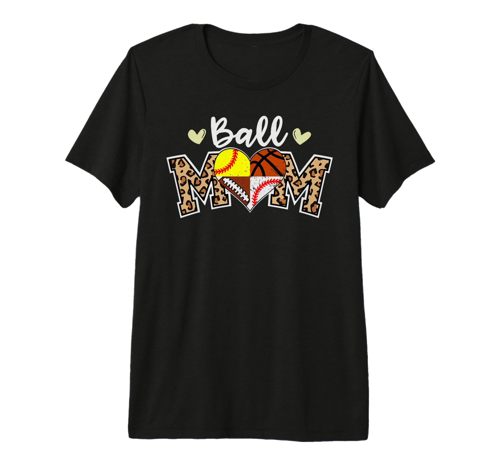 Ball Mom Leopard Football Baseball T-Shirt - Fun Novelty Design for Adults - T-Shirt, Sweatshirt, Hoodie