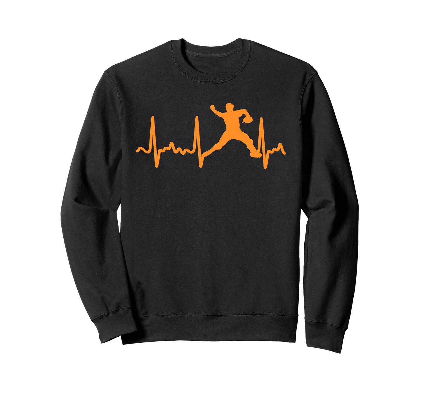 Orange Heartbeat Baseball Pitcher Sweatshirt - Novelty Apparel for Adults - T-Shirt, Sweatshirt, Hoodie
