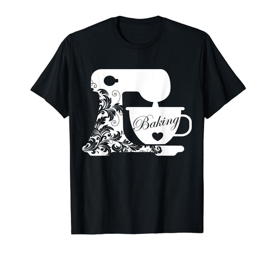 Baking Mixer Floral Pattern Funny T-Shirt - Fun Novelty Design for Adults - T-Shirt, Sweatshirt, Hoodie