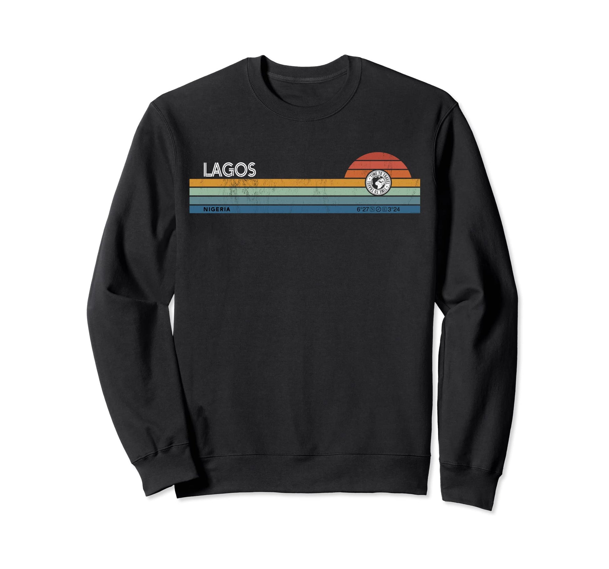 Lagos Nigeria Sunset Rainbow Synth Sweatshirt - Novelty Apparel Unisex - T-Shirt, Sweatshirt, Hoodie
