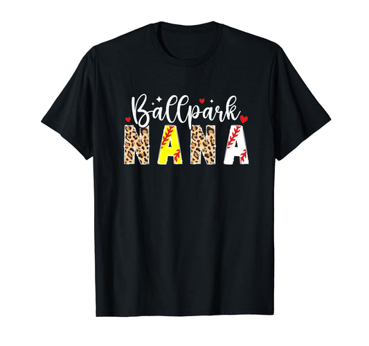Ballpark Nana Leopard Baseball T-Shirt - Novelty Apparel for Adults - T-Shirt, Sweatshirt, Hoodie