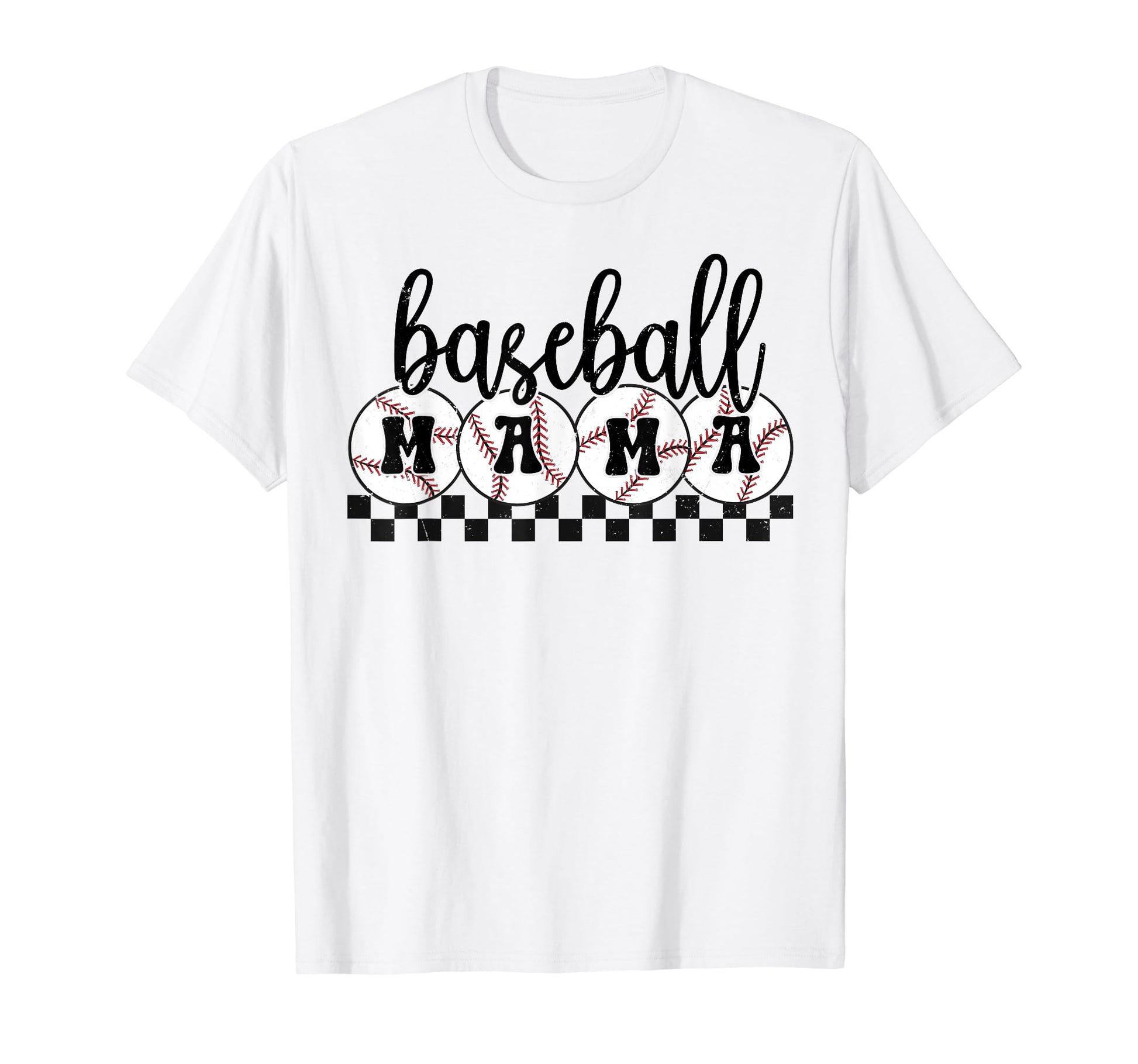 Checkered Baseball Mama Baseball T-Shirt - Casual Everyday Wear Men Women - T-Shirt, Sweatshirt, Hoodie