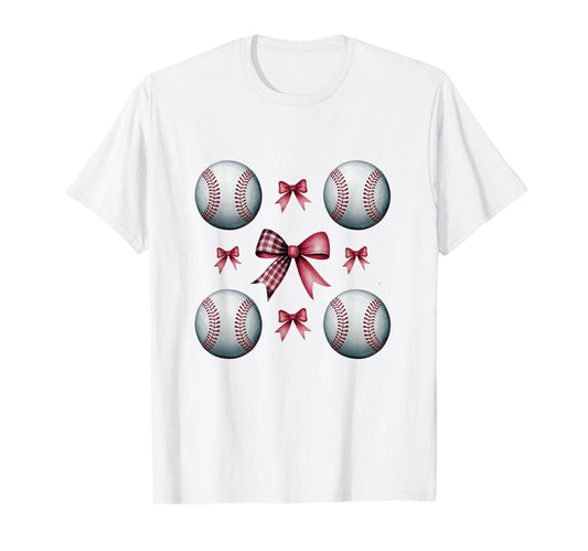 Baseball Coquette Bow Sports Baseball T-Shirt - Custom Art Print Unisex - T-Shirt, Sweatshirt, Hoodie