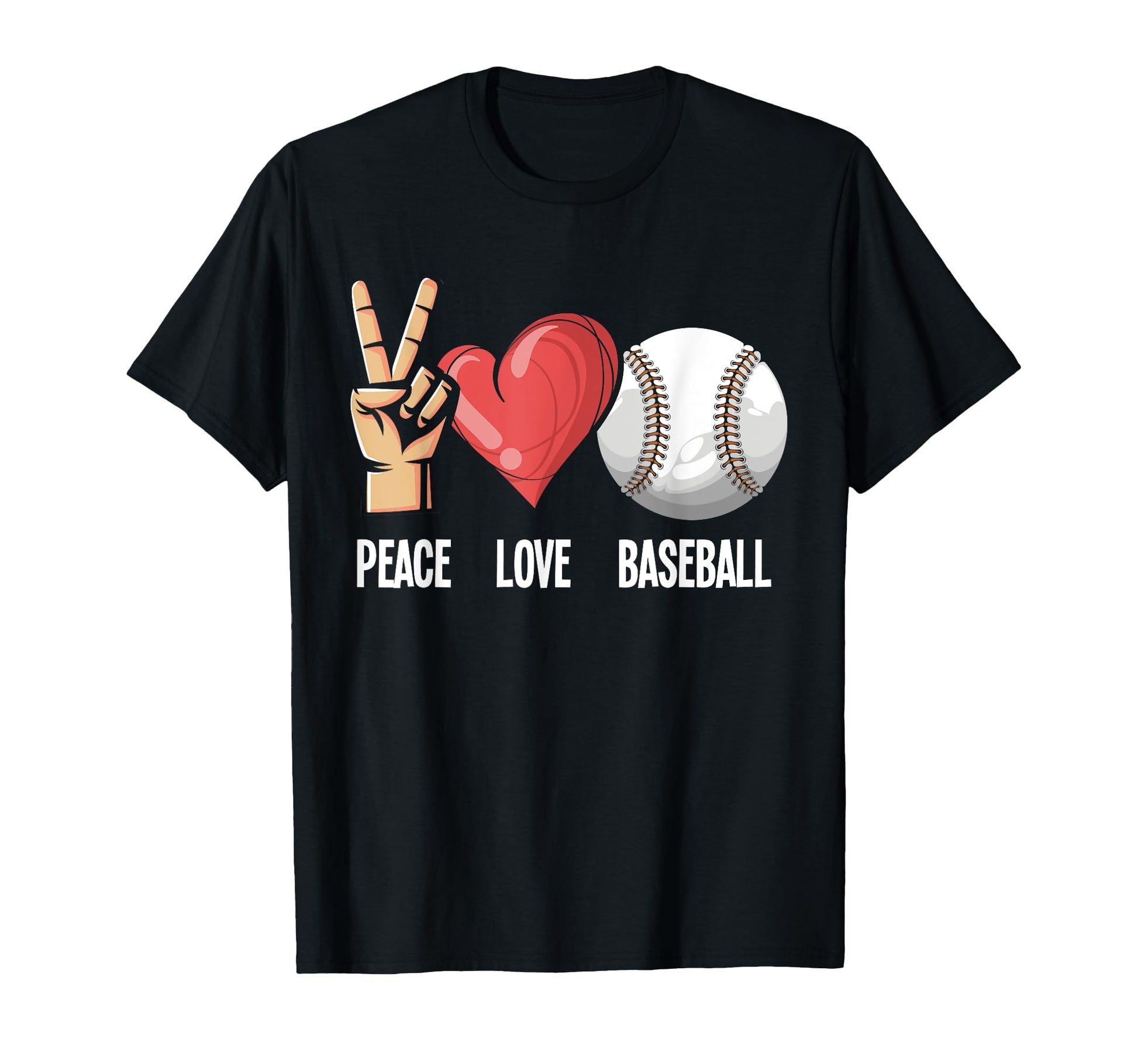 Peace Love Baseball Player Baseball T-Shirt - Unique Graphic Unisex - T-Shirt, Sweatshirt, Hoodie