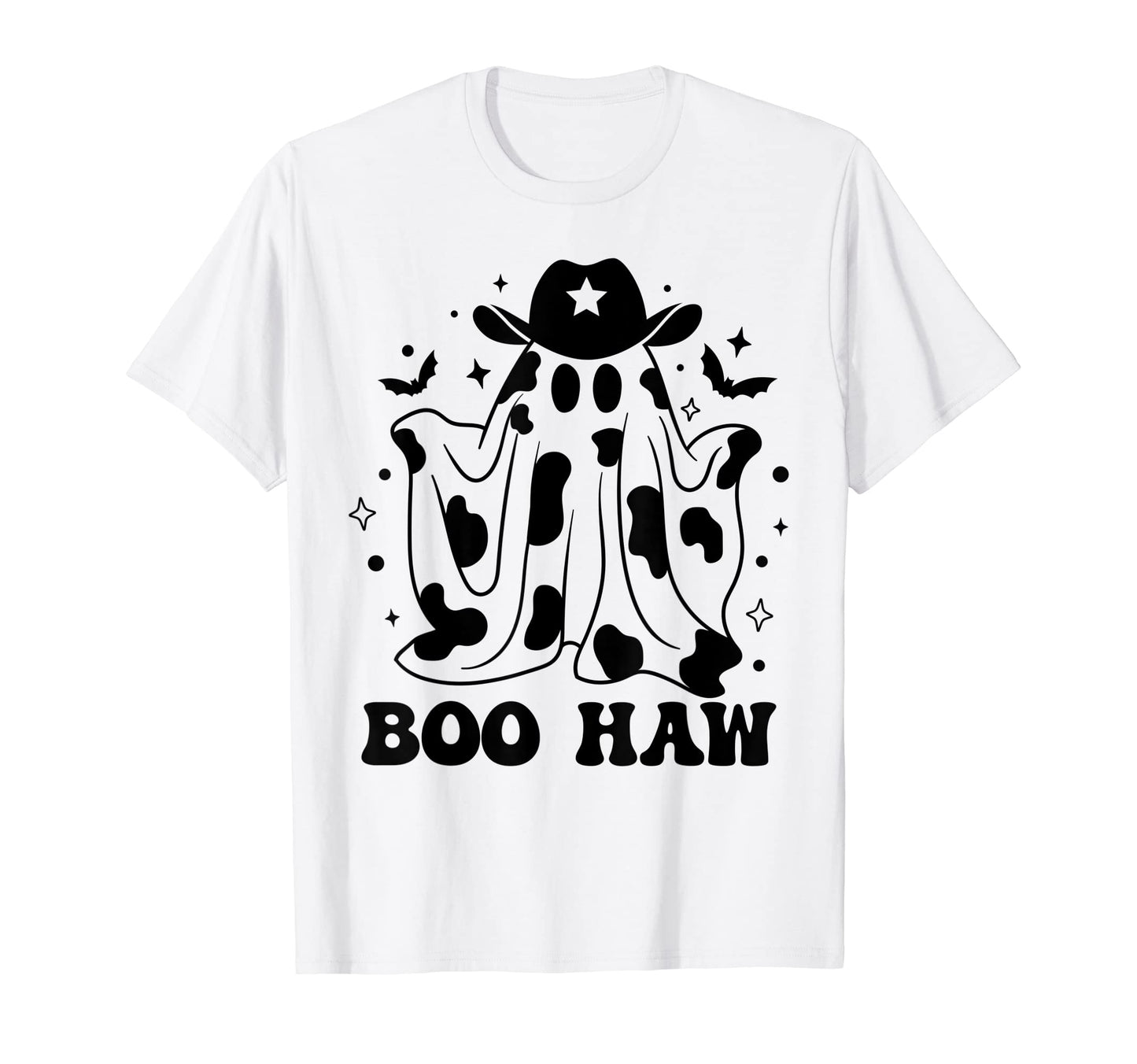Funny Boo Haw Ghost Cowboy Western T-Shirt - Minimalist Print for Adults - T-Shirt, Sweatshirt, Hoodie