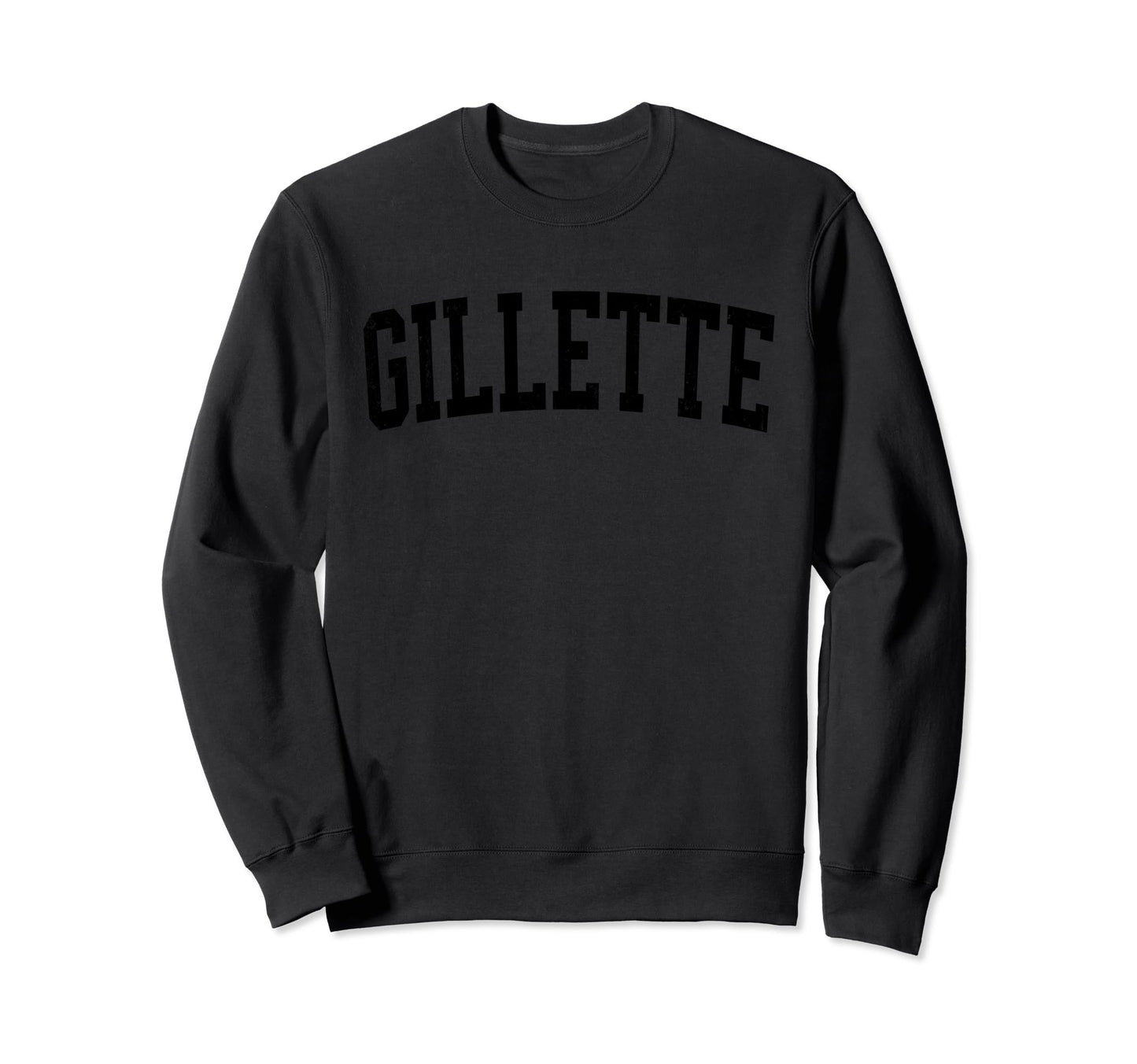Gillette Wy Distressed Black Sweatshirt - Streetwear Style for Adults - T-Shirt, Sweatshirt, Hoodie