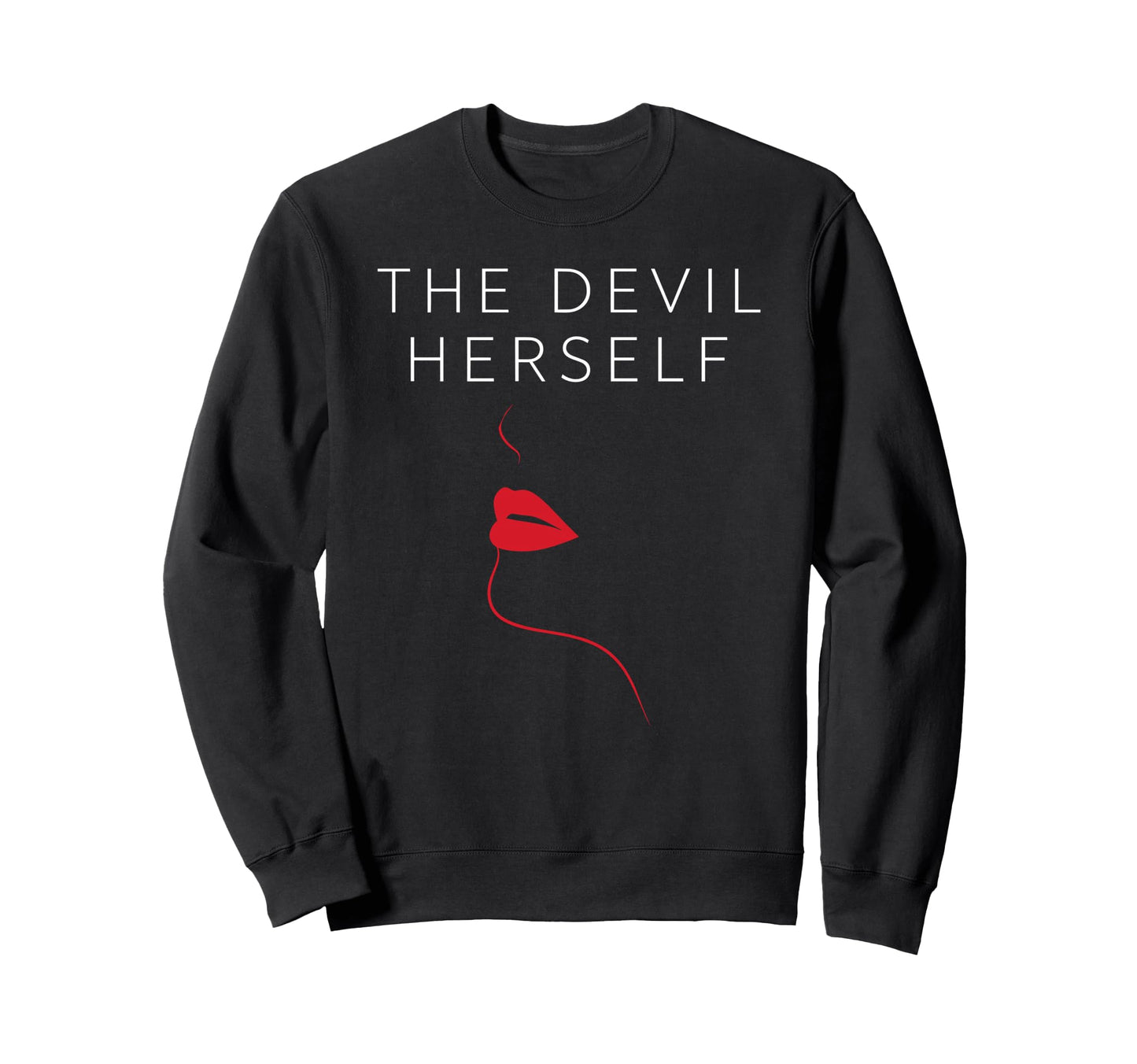 Devil Herself Occult Dark Feminine Sweatshirt - Minimalist Print for Adults - T-Shirt, Sweatshirt, Hoodie