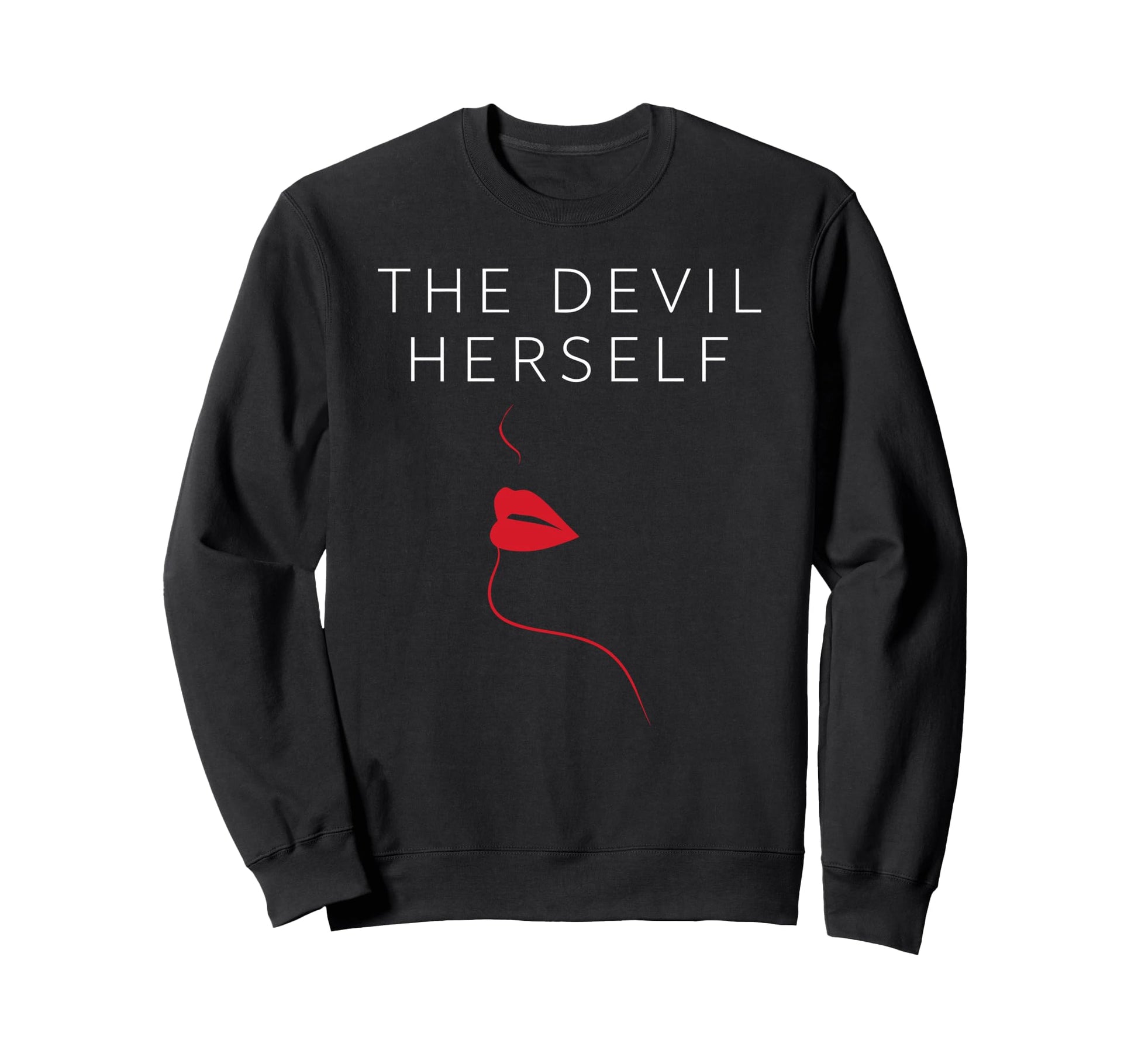 Devil Herself Occult Dark Feminine Sweatshirt - Minimalist Print for Adults - T-Shirt, Sweatshirt, Hoodie