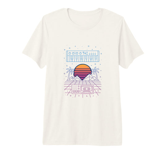 80S Synthwave Tri Blend T-Shirt - Novelty Apparel for Adults - T-Shirt, Sweatshirt, Hoodie