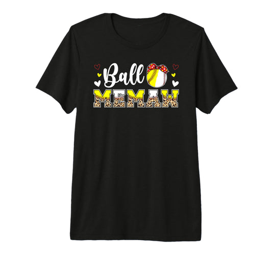 Ball Memaw Leopard Softball Baseball T-Shirt - Streetwear Style for Adults - T-Shirt, Sweatshirt, Hoodie