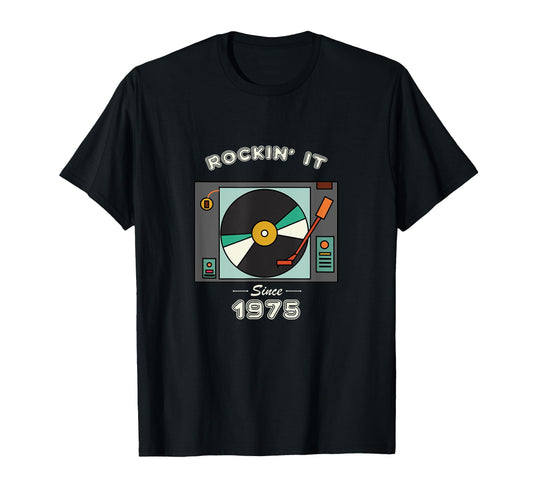1975 Record Player Vinyl Lovers T-Shirt - Minimalist Print for Adults - T-Shirt, Sweatshirt, Hoodie