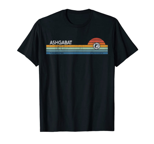 Ashgabat Turkmenistan Sunset Rainbow Synth T-Shirt - Trendy Graphic Unisex - T-Shirt, Sweatshirt, Hoodie