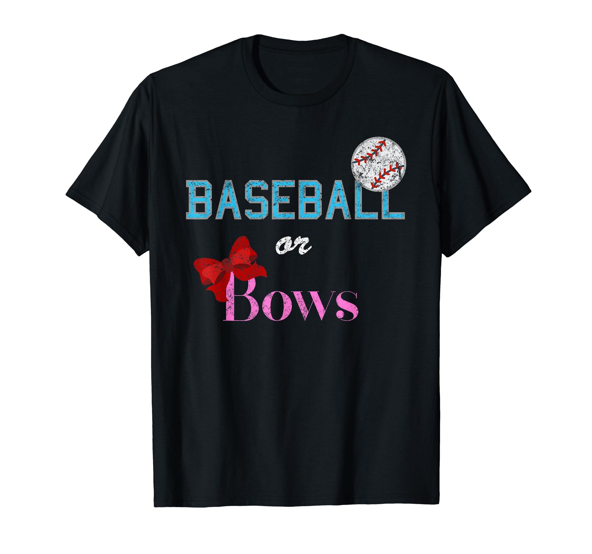 Baseball Or Bows Gender Reveals Pregnancy T-Shirt - Graphic Print Unisex - T-Shirt, Sweatshirt, Hoodie
