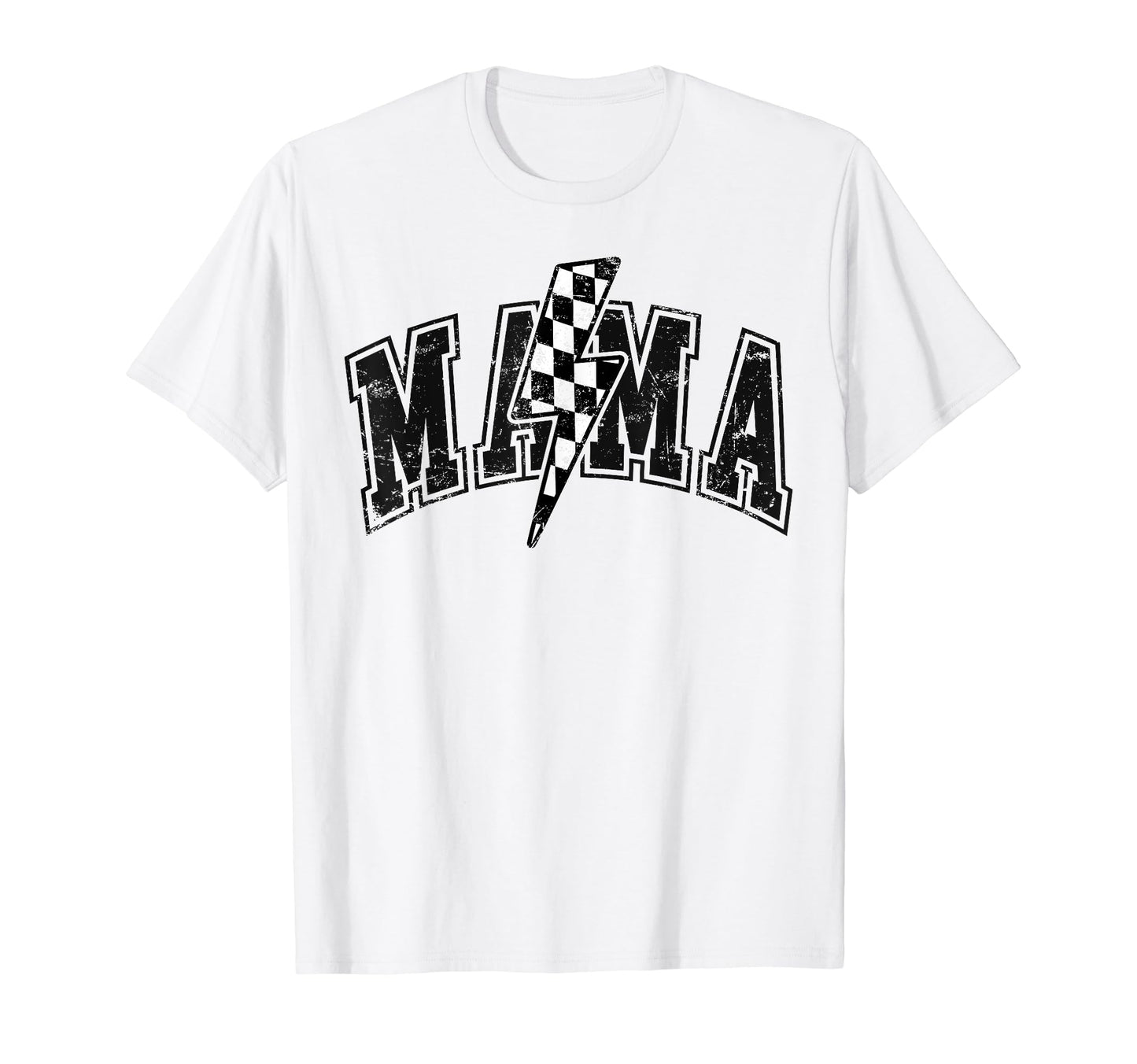 Mama Lightning Bolt Checkered Mothers T-Shirt - Minimalist Print Unisex - T-Shirt, Sweatshirt, Hoodie