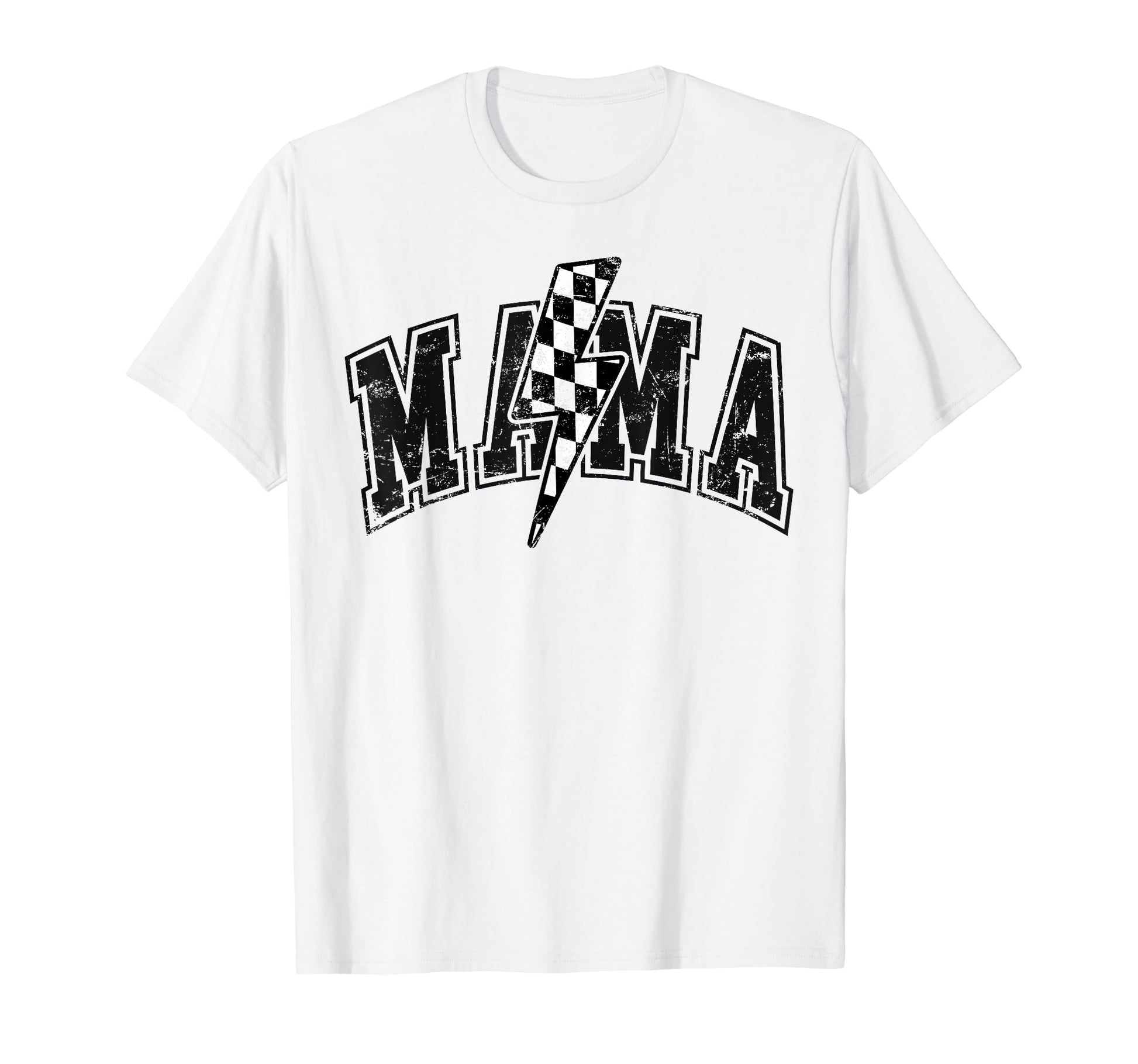 Mama Lightning Bolt Checkered Mothers T-Shirt - Minimalist Print Unisex - T-Shirt, Sweatshirt, Hoodie