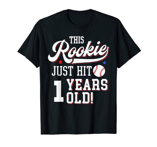 Baseball Birthday Party This Rookie Just T-Shirt - Unique Graphic Unisex - T-Shirt, Sweatshirt, Hoodie