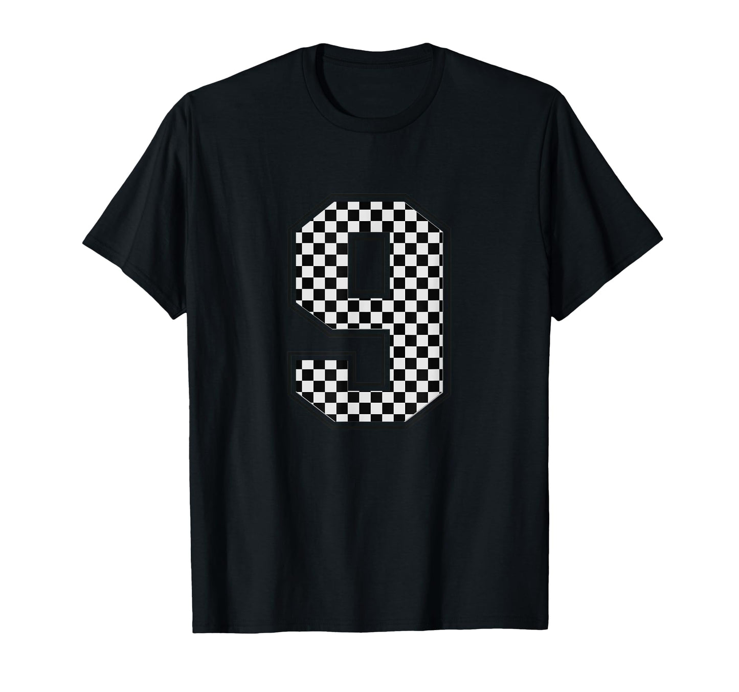 Number 9 Checkered Number T-Shirt - Unique Graphic for Adults - T-Shirt, Sweatshirt, Hoodie