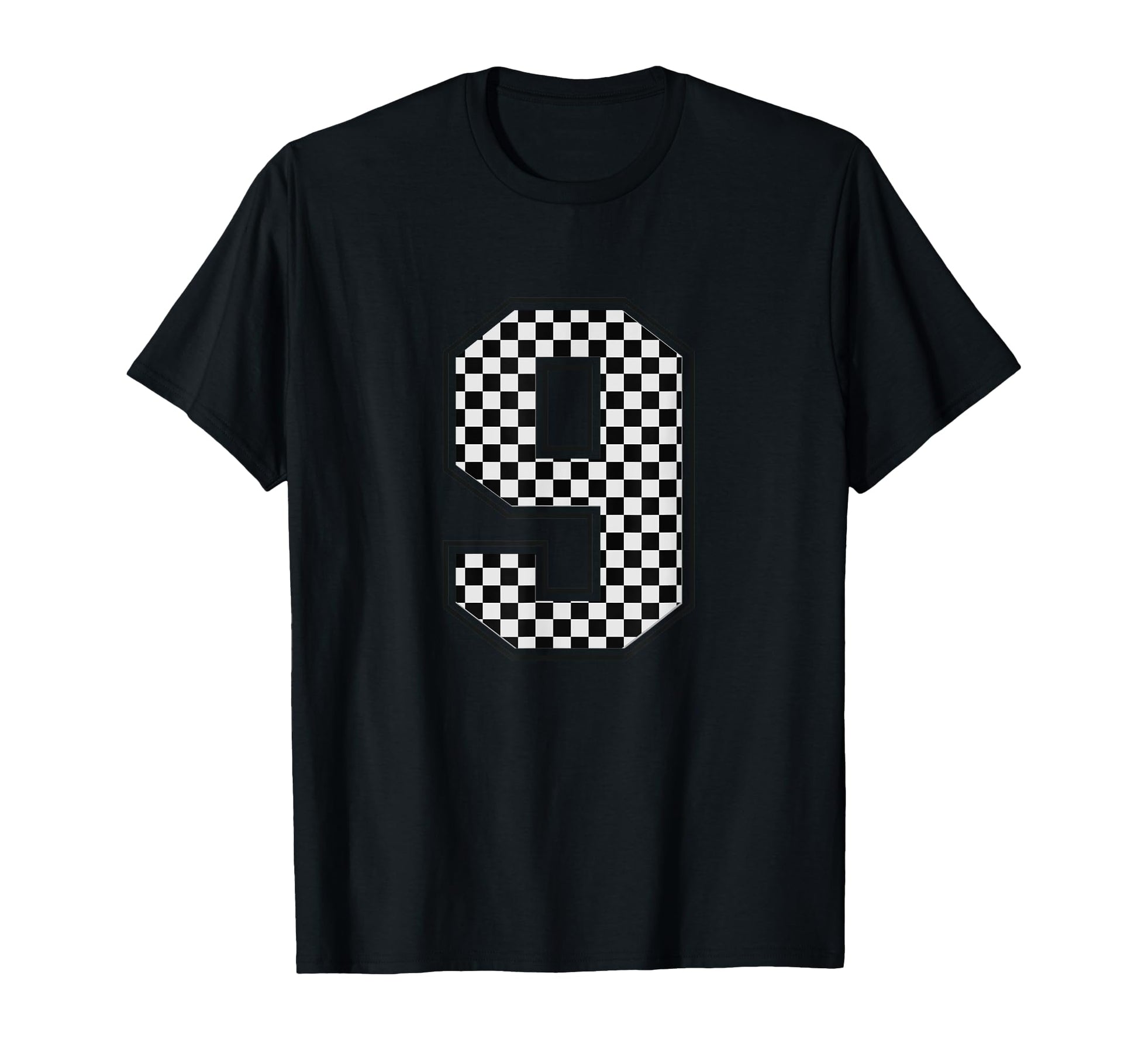 Number 9 Checkered Number T-Shirt - Unique Graphic for Adults - T-Shirt, Sweatshirt, Hoodie