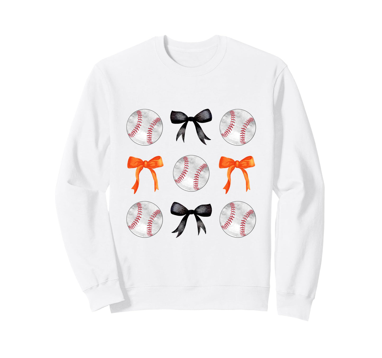 Orange Black Baseballs Bows Ball Sweatshirt - Streetwear Style for Adults - T-Shirt, Sweatshirt, Hoodie