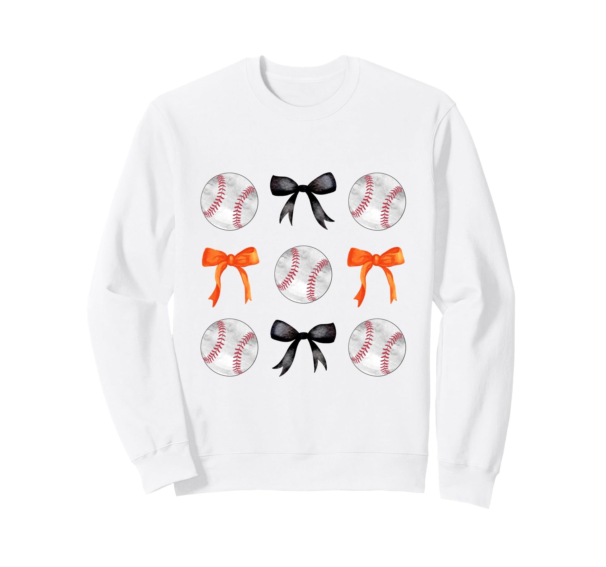Orange Black Baseballs Bows Ball Sweatshirt - Streetwear Style for Adults - T-Shirt, Sweatshirt, Hoodie