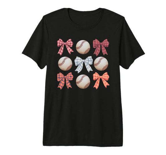 Baseball Coquette Bow Mom Sister Tri T-Shirt - Novelty Apparel for Adults - T-Shirt, Sweatshirt, Hoodie