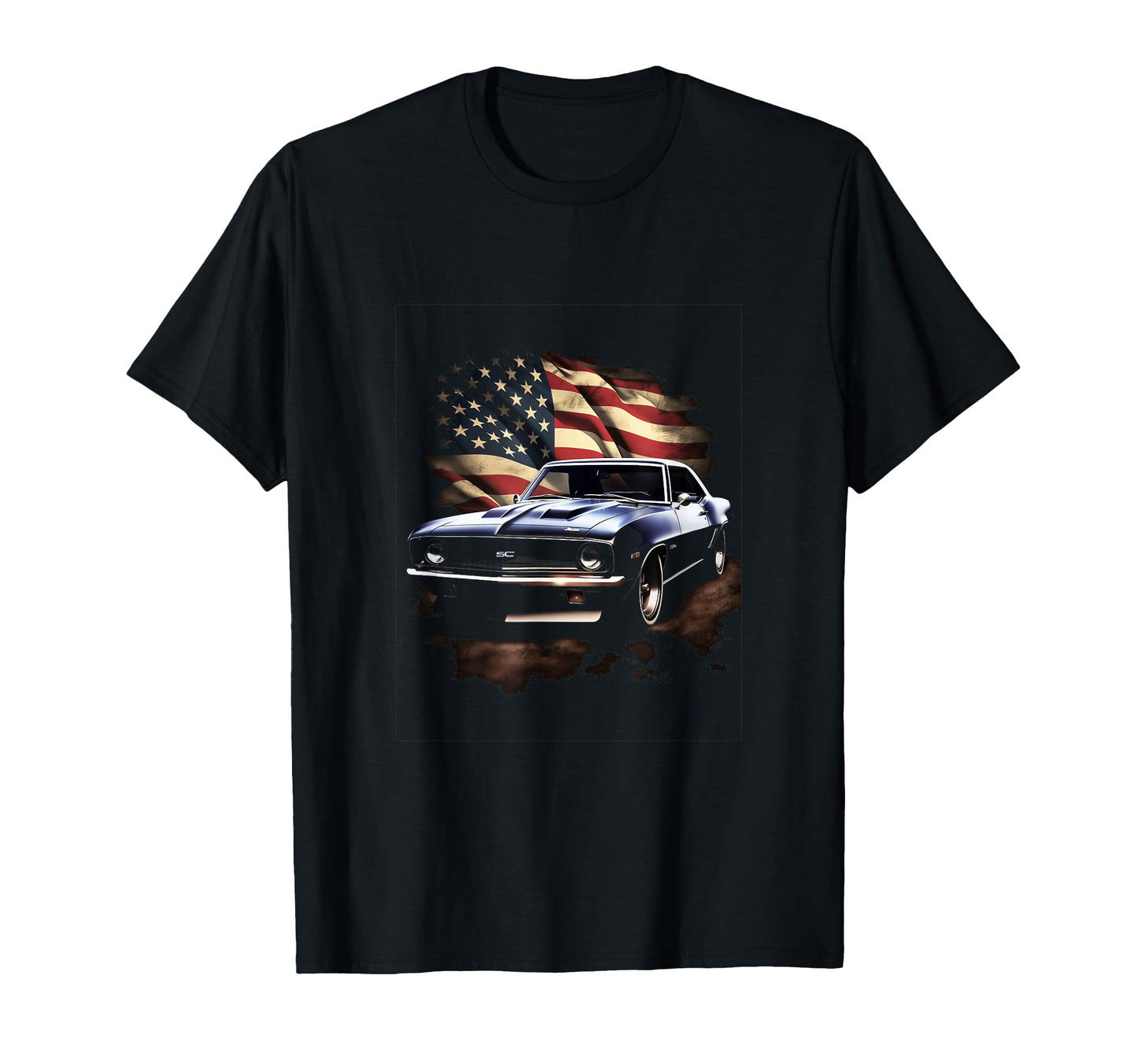 Muscle Car American Usa Flag Car T-Shirt - Trendy Graphic Men Women - T-Shirt, Sweatshirt, Hoodie