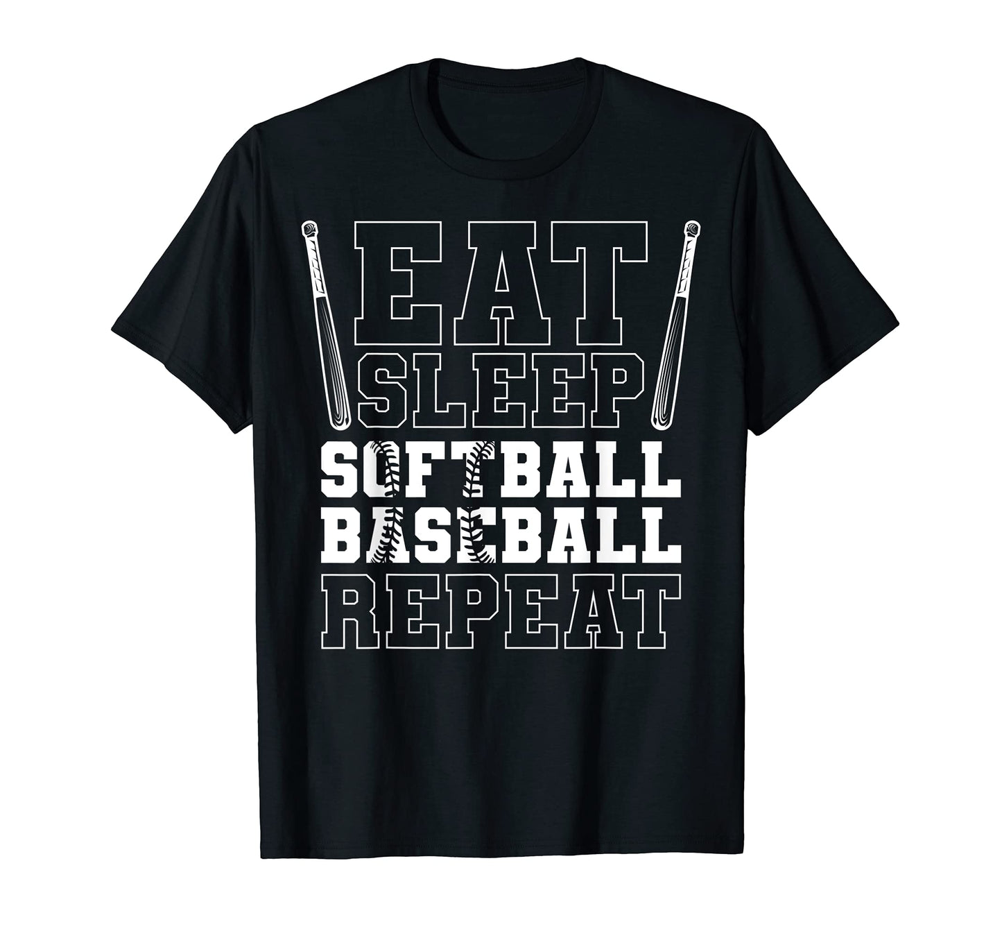 Love Baseball Eat Sleep Repeat T-Shirt - Fun Novelty Design Unisex - T-Shirt, Sweatshirt, Hoodie