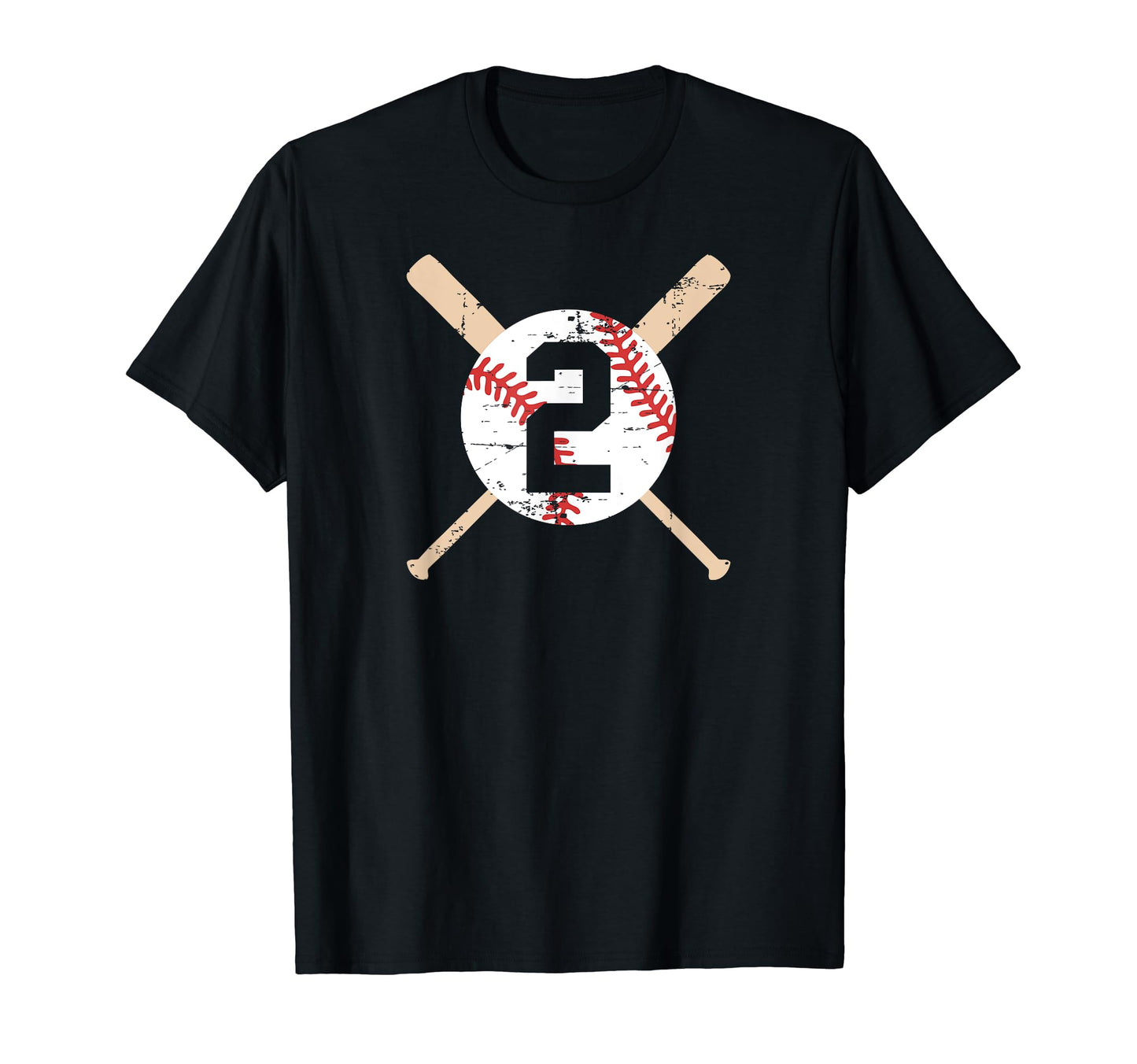 Baseball Number 2 Two Distressed T-Shirt - Aesthetic Graphic Unisex - T-Shirt, Sweatshirt, Hoodie