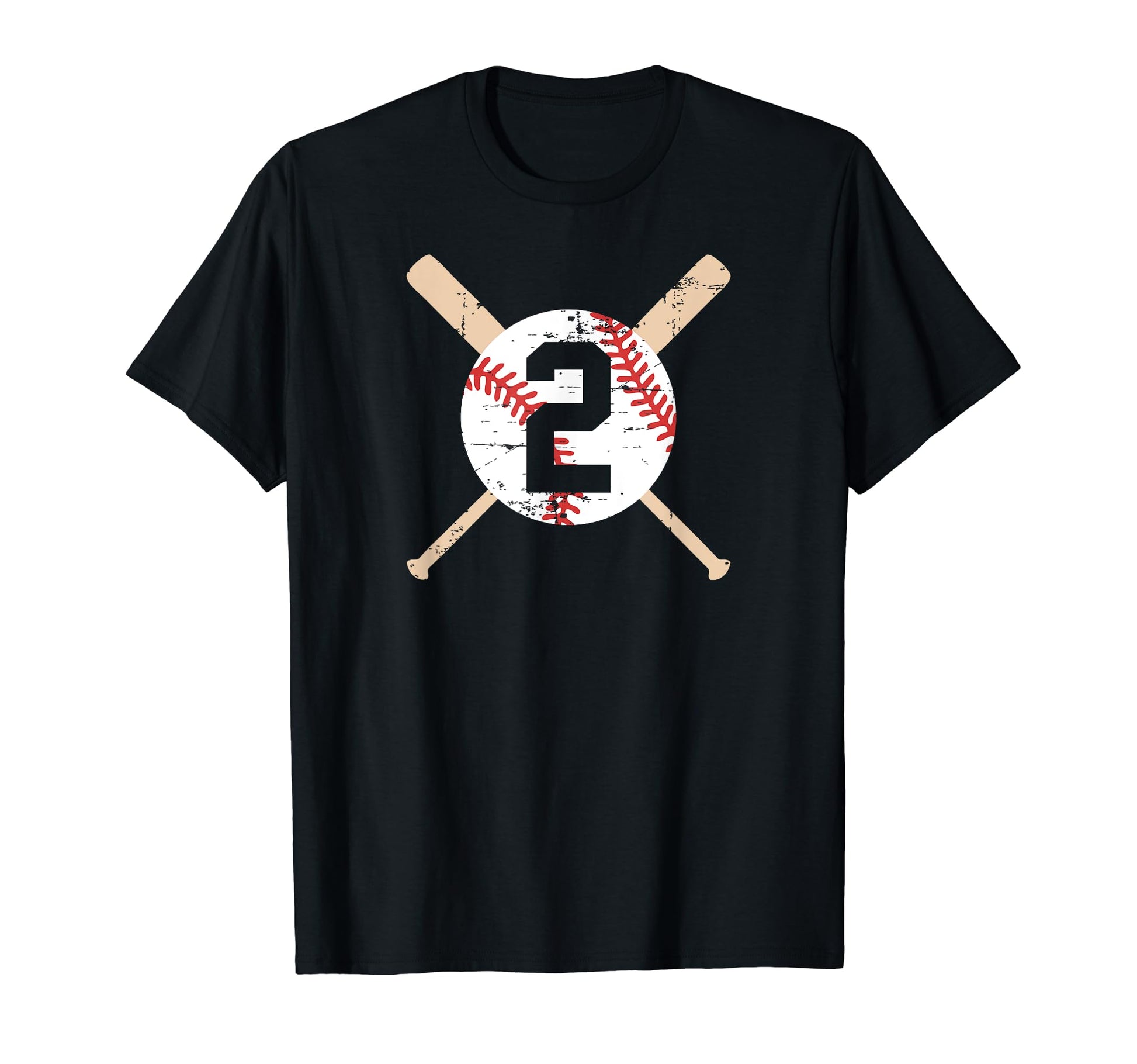 Baseball Number 2 Two Distressed T-Shirt - Aesthetic Graphic Unisex - T-Shirt, Sweatshirt, Hoodie