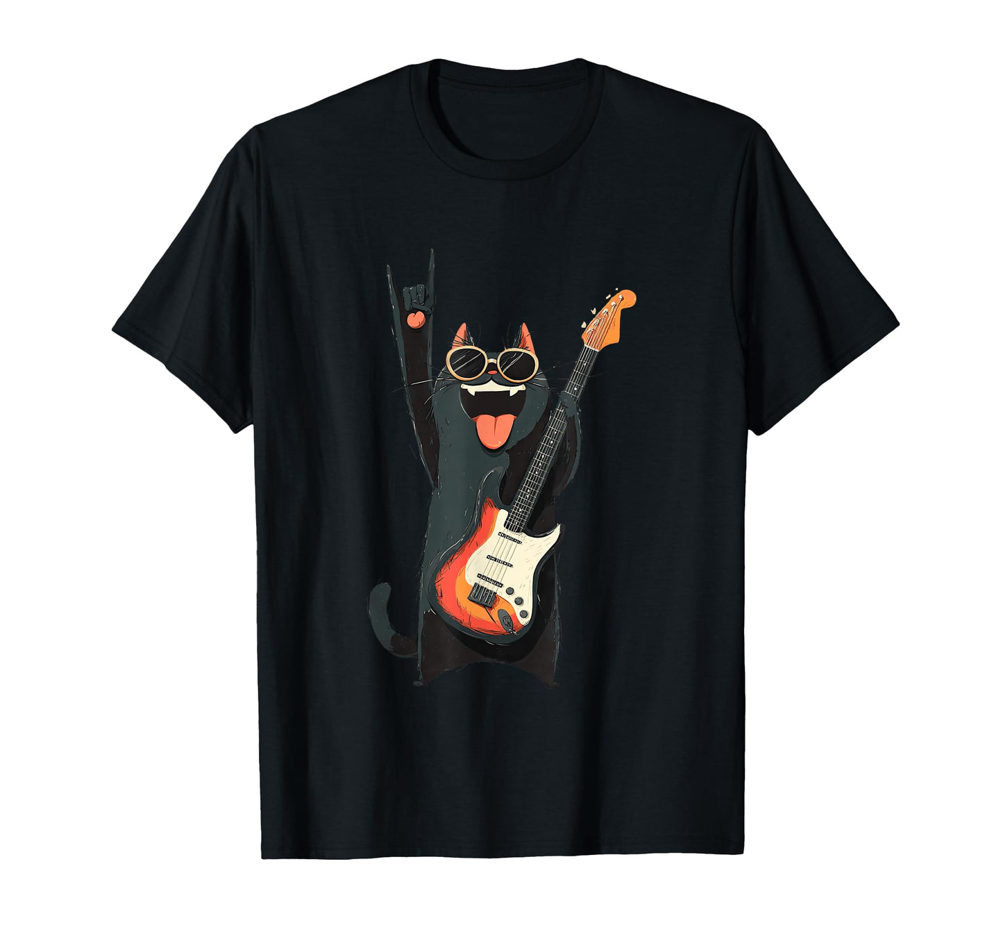 Cat Guitar Lover Rock Music T-Shirt - Trendy Graphic for Adults - T-Shirt, Sweatshirt, Hoodie