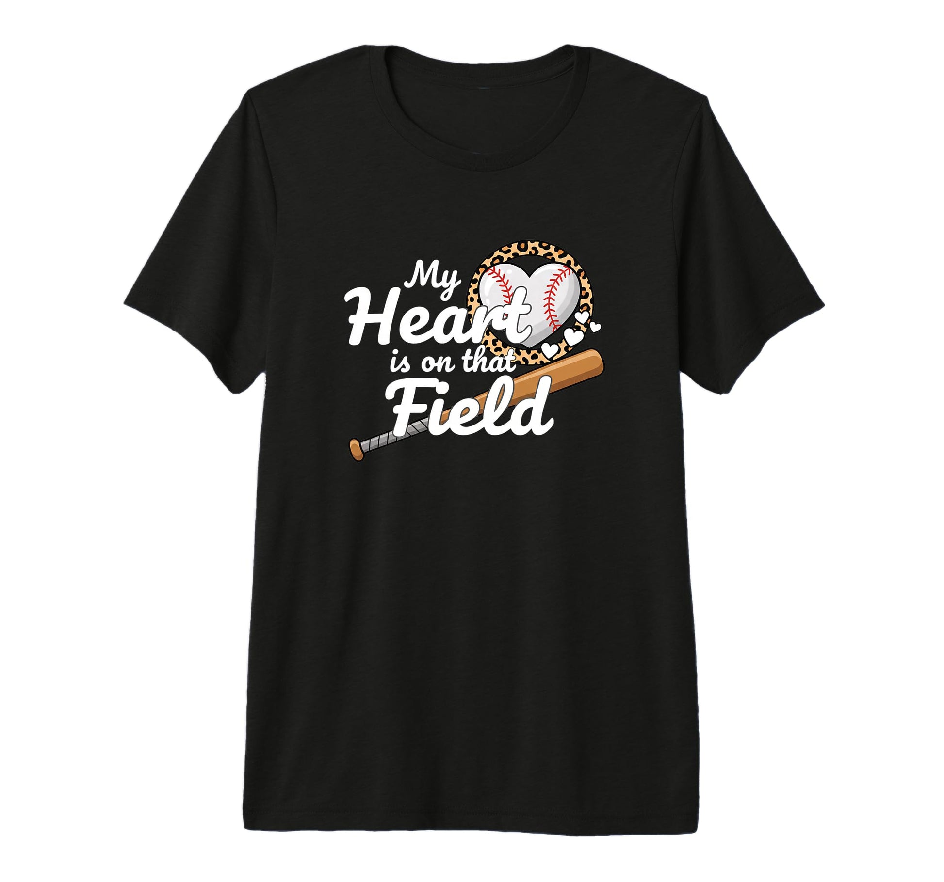 My Heart Is That Baseball Mom Leopard T-Shirt - Custom Art Print Unisex - T-Shirt, Sweatshirt, Hoodie
