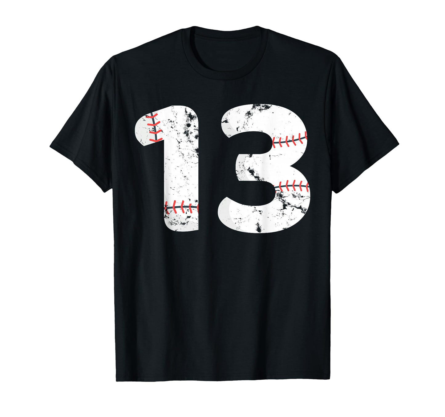 Number 13 Baseball Distressed Team T-Shirt - Novelty Apparel Unisex - T-Shirt, Sweatshirt, Hoodie