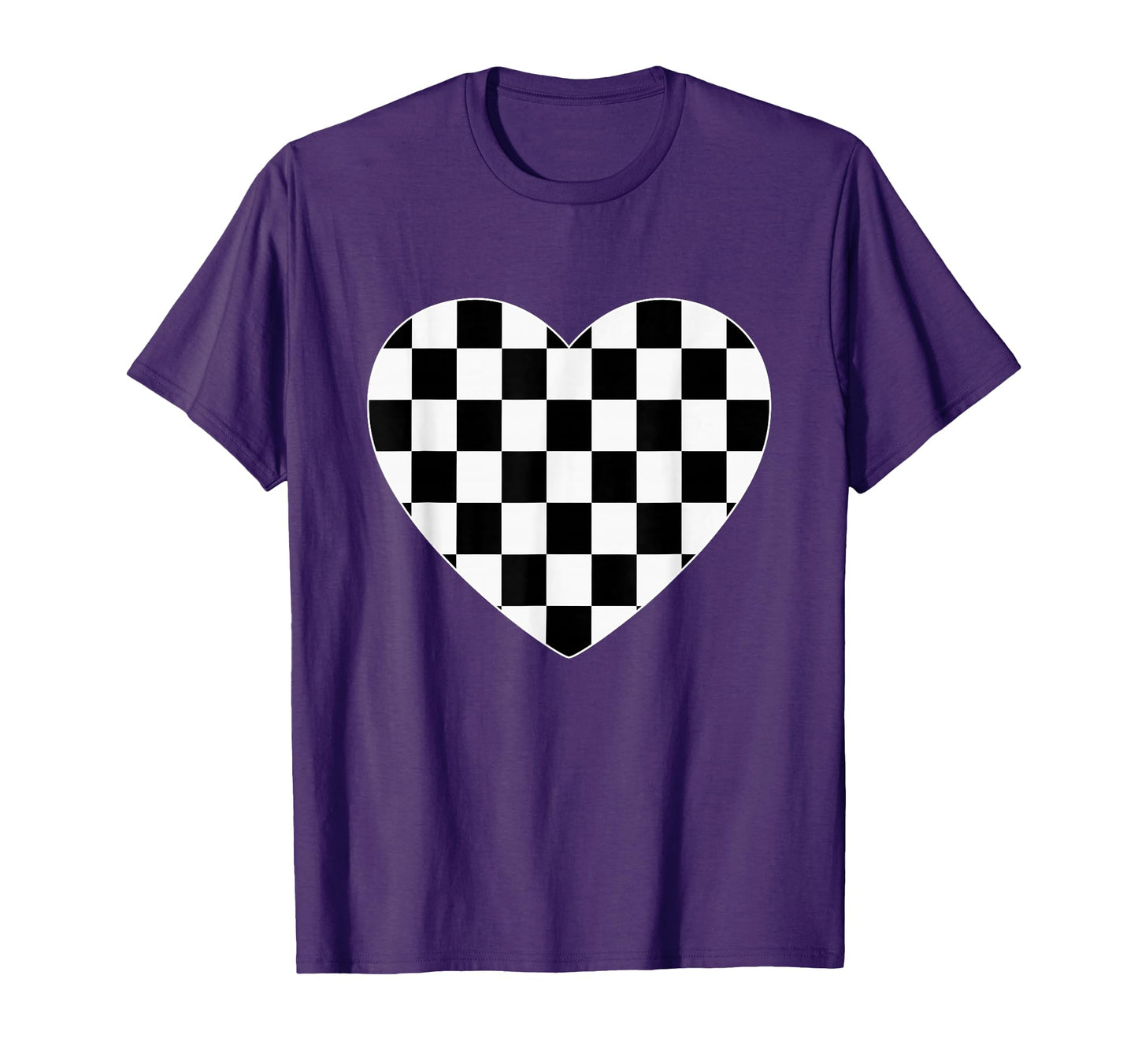 Checkered Love Heart Black White Chess T-Shirt - Aesthetic Graphic Unisex - T-Shirt, Sweatshirt, Hoodie