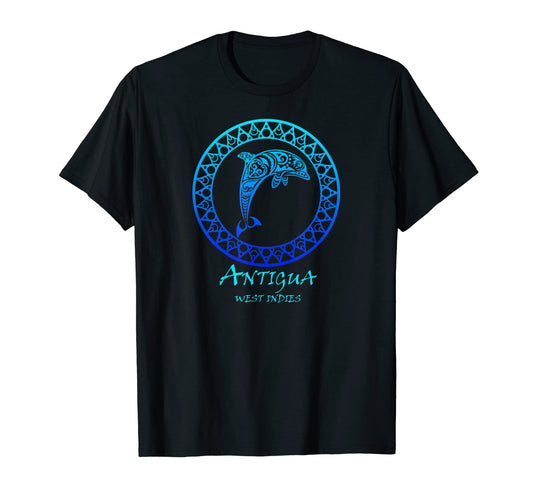 Antigua West Indies Tribal Dolphin T-Shirt - Custom Art Print Unisex - T-Shirt, Sweatshirt, Hoodie