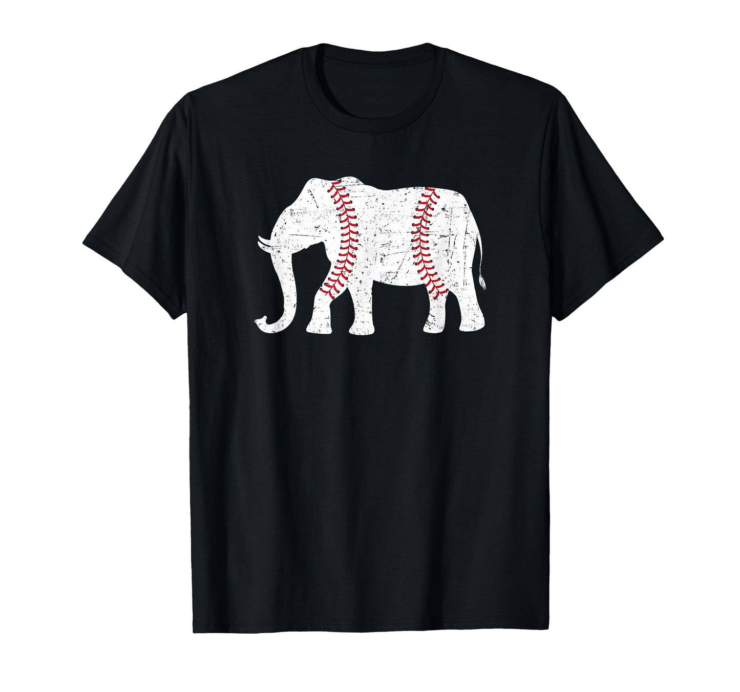 Elephant Baseball Distressed T-Shirt - Fun Novelty Design Men Women - T-Shirt, Sweatshirt, Hoodie