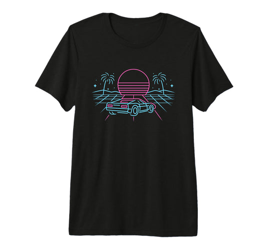 80S Synthwave Tri Blend T-Shirt - Custom Art Print Unisex - T-Shirt, Sweatshirt, Hoodie