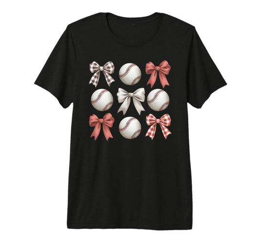 Baseball Coquette Bow Mom Sister Tri T-Shirt - Streetwear Style Men Women - T-Shirt, Sweatshirt, Hoodie