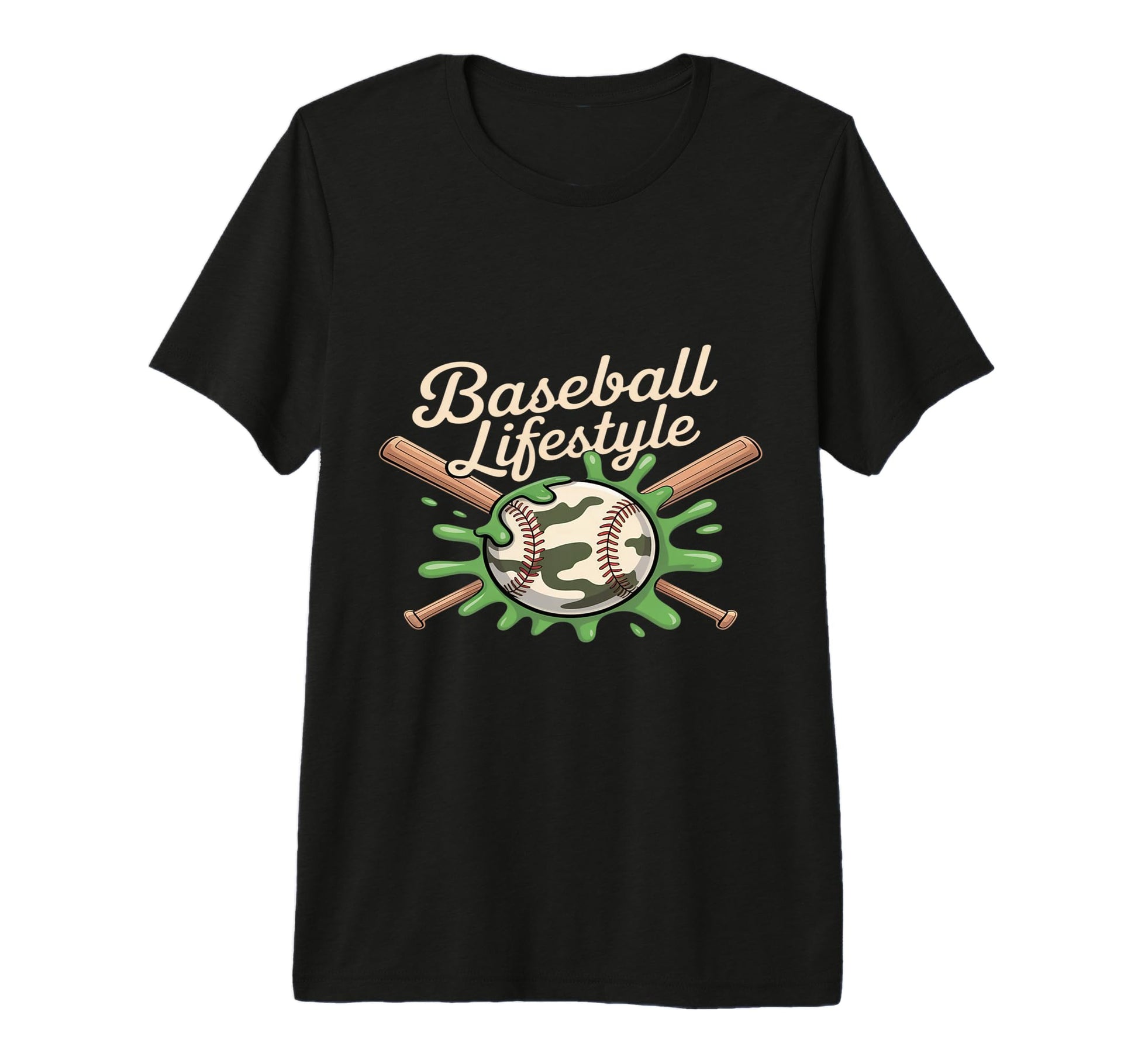 Baseball Lifestyle Splash Crossed Bats T-Shirt - Fun Novelty Design Unisex - T-Shirt, Sweatshirt, Hoodie