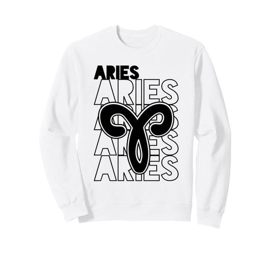 Aries Zodiac Typography Astrology Sweatshirt - Aesthetic Graphic Men Women - T-Shirt, Sweatshirt, Hoodie