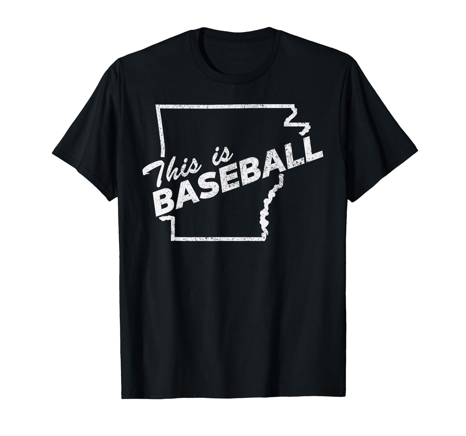 State Arkansas This Is Baseball Distressed T-Shirt - Trendy Graphic Unisex - T-Shirt, Sweatshirt, Hoodie