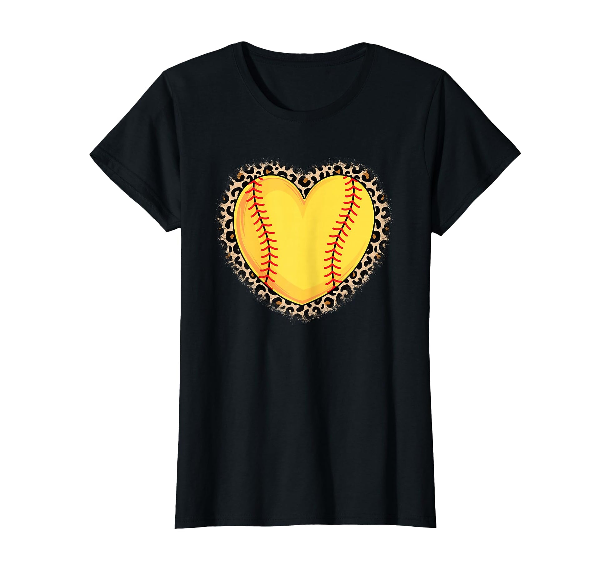 Softball Heart Leopard Softball T-Shirt - Aesthetic Graphic for Adults - T-Shirt, Sweatshirt, Hoodie