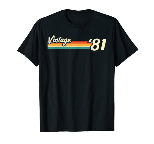 1981 Birthday Colorful Stripes T-Shirt - Custom Art Print Men Women - T-Shirt, Sweatshirt, Hoodie