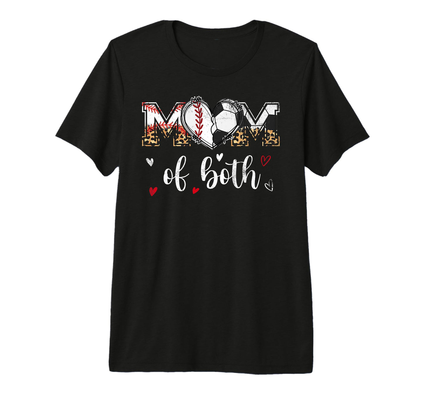 Mom Both Baseball Soccer Heart T-Shirt - Minimalist Print for Adults - T-Shirt, Sweatshirt, Hoodie
