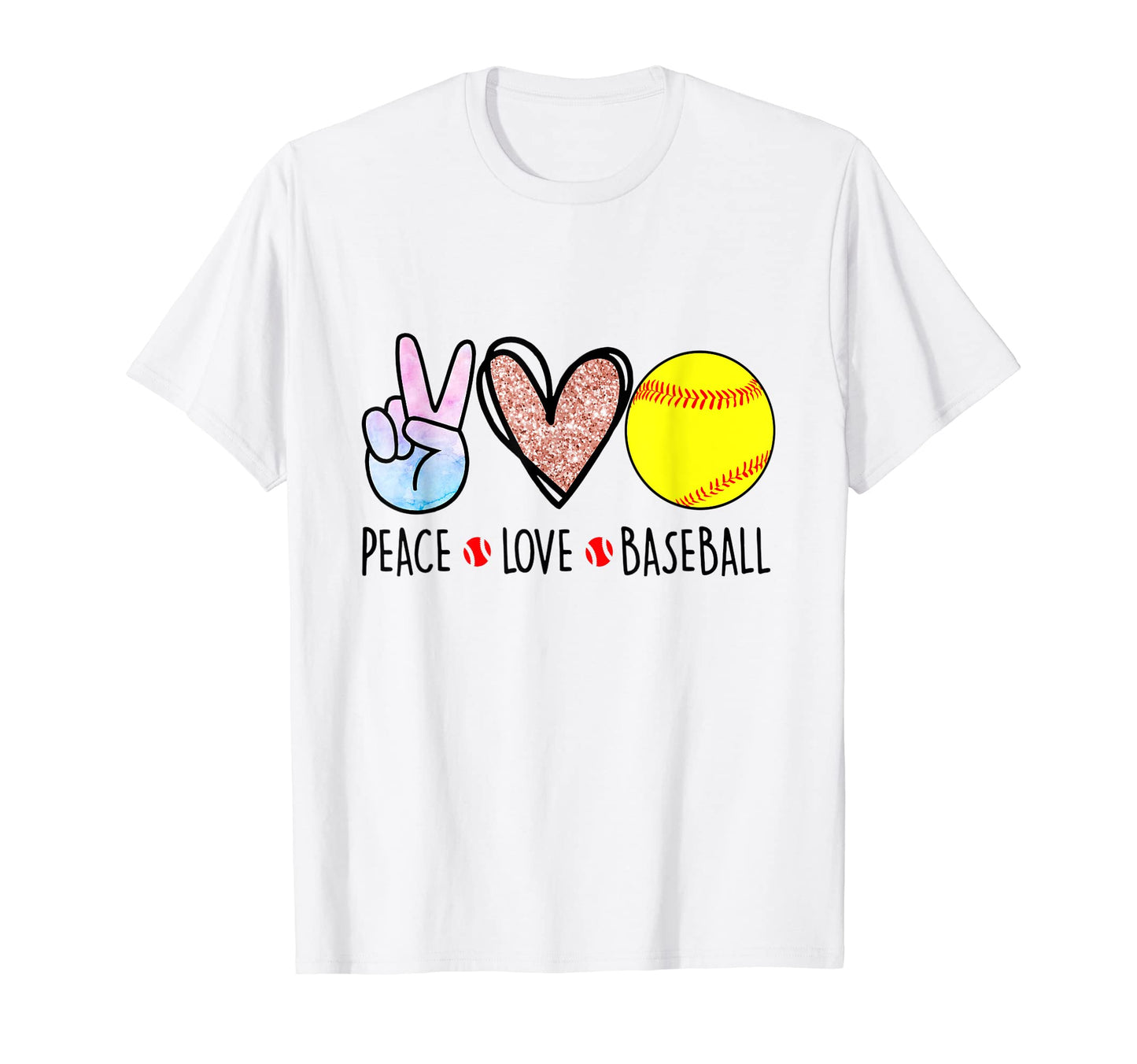 Peace Love Baseball Fan Player Baseball T-Shirt - Unique Graphic Unisex - T-Shirt, Sweatshirt, Hoodie
